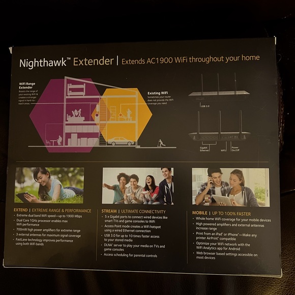 Netgear Nighthawk EX7000 AC1900 WiFi Mesh Wireless Range Extender Signal Booster - Picture 3 of 7